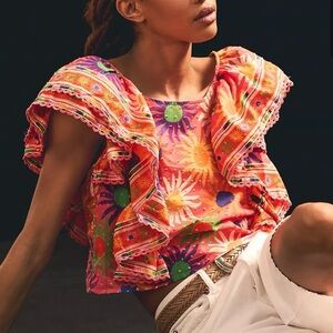 Colorful Ruffled Women's Top